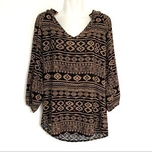 Stitch Fix Renee C. Tribal Geometric Print Top Blouse Black Small